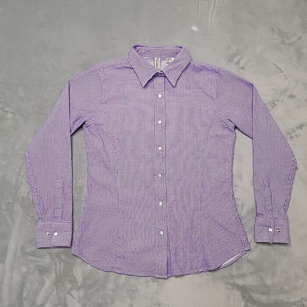 Walls Shirt Womens Medium Purple Gingham Button Down Western Long Sleeve Cotton